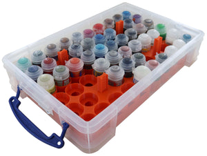 Feldherr paint racks + token trays for 4l Really Useful Boxes - 56 Citadel paint pots (12 ml / 18 ml / 24 ml) + game material