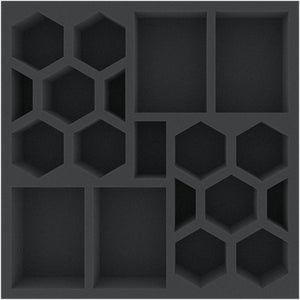 AFMEOA050BO 285 mm x 285 mm x 50 mm foam tray for board games - 19 compartments
