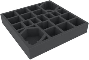 AFMEVX050BO 285 mm x 285 mm x 50 mm foam tray for board games - 27 compartments