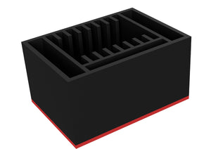 DDMEZL190BO-PE rigid foam insert with wide compartments for 8 - 13 tablet computers in thick cases - devices stored vertically
