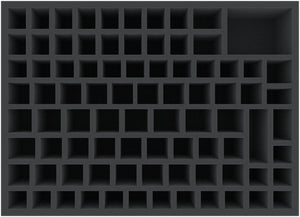 DOMFHQ075BO 415 mm x 300 mm x 75 mm foam tray for board games with 85 compartments