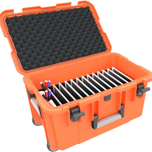 Transport Case / Trolley for 12 tablets in XL sleeves - compartments 26 mm wide - compatible with Apple iPad, Samsung Galaxy Tab A or Microsoft Surface Go