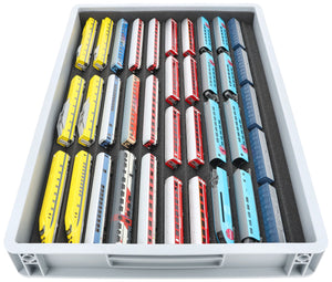 Euro Box mit Zugliege - 10 compartments for N Gauge - for model railway locomotives, wagons and vehicles