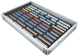 Euro Box mit Zugliege - 10 compartments for Z Gauge - for model railway locomotives, wagons and vehicles