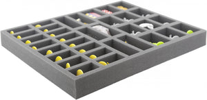 FS040ZC17 Pełnowymiarowa taca z pianki o grubości 40 mm z 34 otworami na akcesoria i miniatury Zombicide.