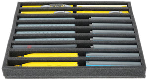 FS040A001 Foam inlay N-gauge - vertical - 9 slots for model railway locomotives, wagons and vehicles