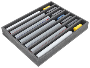 FS050A004 Foam inlay TT Scale - upright - 7 slots for model railway locomotives, wagons, and vehicles