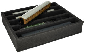 FS065A002 Foam inlay 00 Gauge - vertical - 5 slots for model railway locomotives, wagons and vehicles