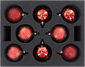 FS090A003 Feldherr foam tray for 8 Christmas baubles diameter 80 mm with crown