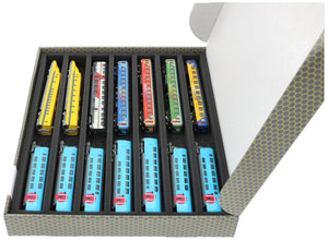 Feldherr Storage Box FSLB040 for model railway locomotives, wagons and vehicles - 7 slots for N gauge horizontal