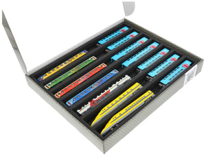 Feldherr Storage Box FSLB040 for model railway locomotives, wagons and vehicles - 7 slots for N gauge horizontal