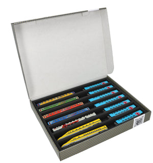 Feldherr Storage Box FSLB040 for model railway locomotives, wagons and vehicles - 7 slots for N gauge horizontal