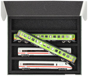 Feldherr Storage Box FSLB055 for model railway locomotives, wagons and vehicles - 4 slots for H0 gauge horizontal