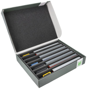 Feldherr Storage Box FSLB055 for model railway locomotives, wagons and vehicles - 7 slots for TT gauge vertical