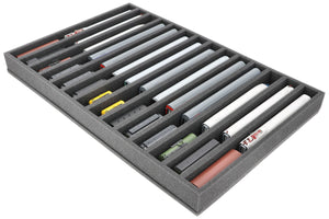 JV050A001 Wkładka piankowa Feldherr do modelu kolejowego - skala TT - 14 przedziałów - do przechowywania w pozycji pionowej