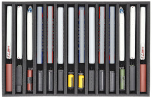 JV050A001 Wkładka piankowa Feldherr do modelu kolejowego - skala TT - 14 przedziałów - do przechowywania w pozycji pionowej