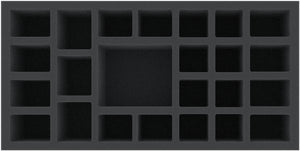 DKMEPU065BO 300 mm x 150 mm x 65 mm foam tray for board games - 24 compartments