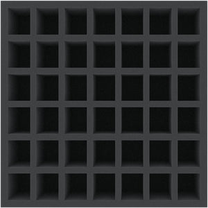 AFMEQD070BO 285 mm x 285 mm x 70 mm foam tray for board games – 42 compartments